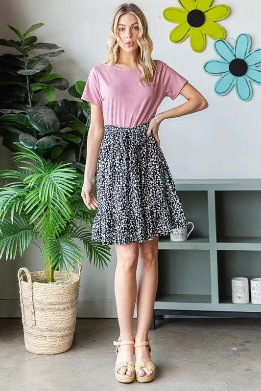 Heimish Full Size Short Sleeve Solid And Animal Print Mini Dress Plus Size-Very Besty