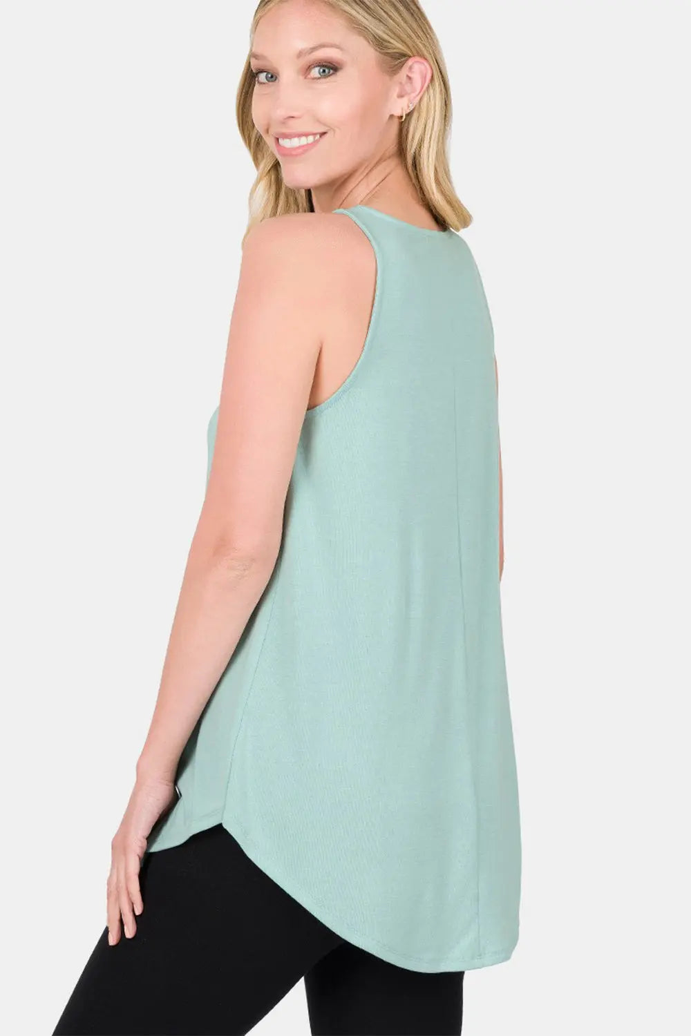 Zenana Round Neck Curved Hem Tank-Very Besty