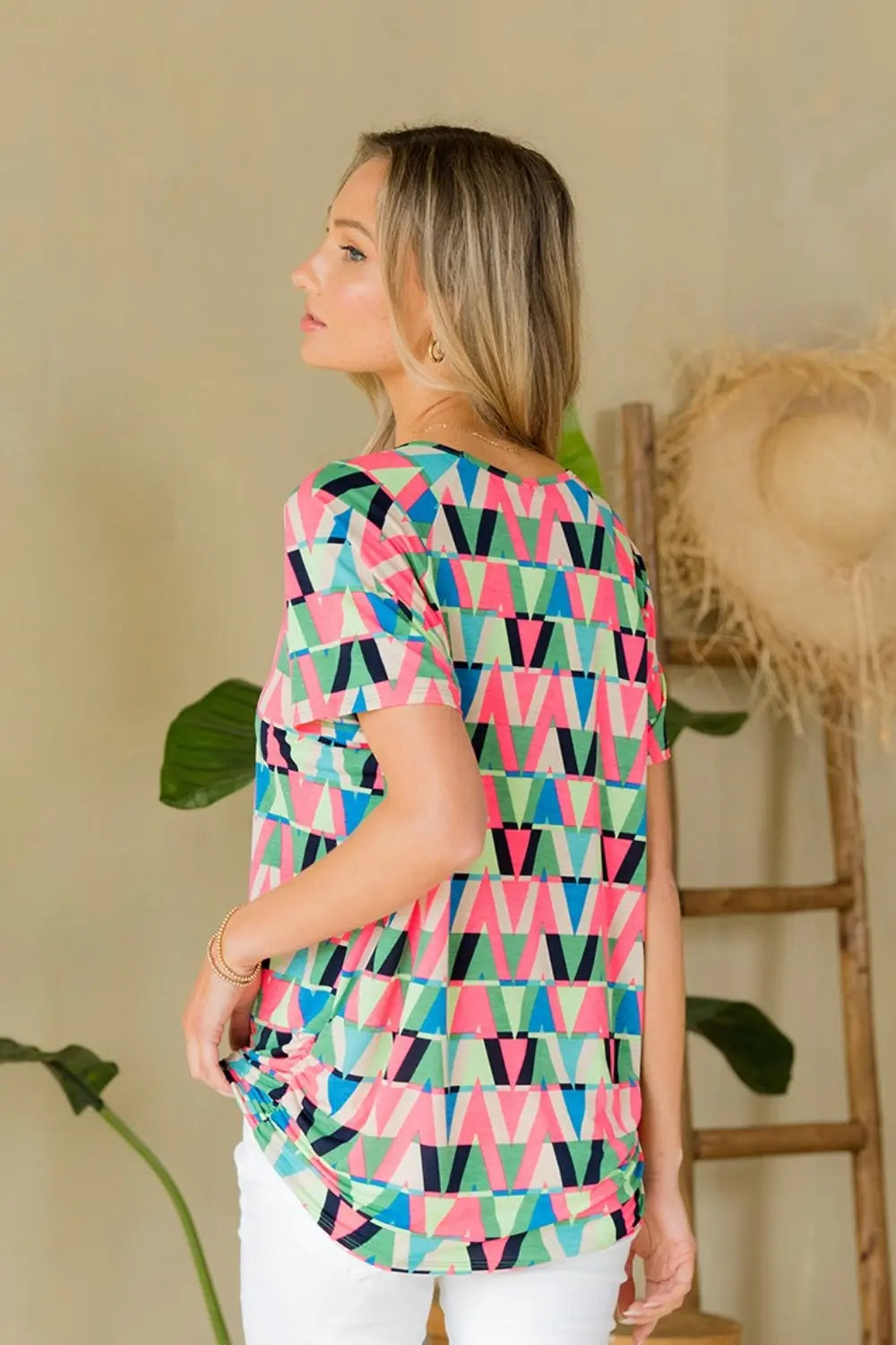 Sew In Love Full Size Geometric Round Neck Top-Very Besty