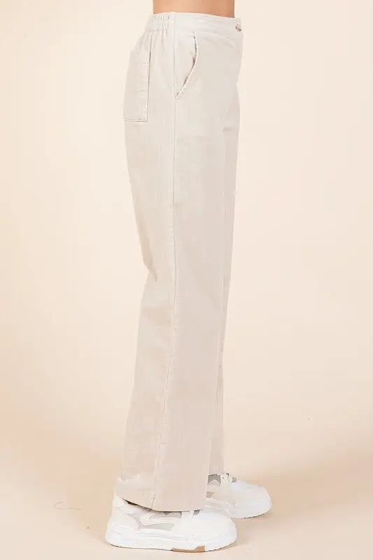 Mittoshop Corduroy Back Elastic Waist Pants-Very Besty