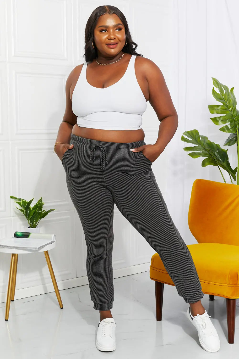 Blumin Apparel Full Size Easy Living Ribbed Joggers-Very Besty