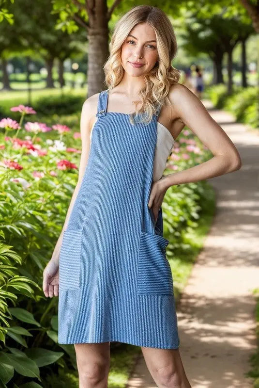 Heimish Full Size Ribbed Sleeveless Mini Tank Dress Plus Size-Very Besty