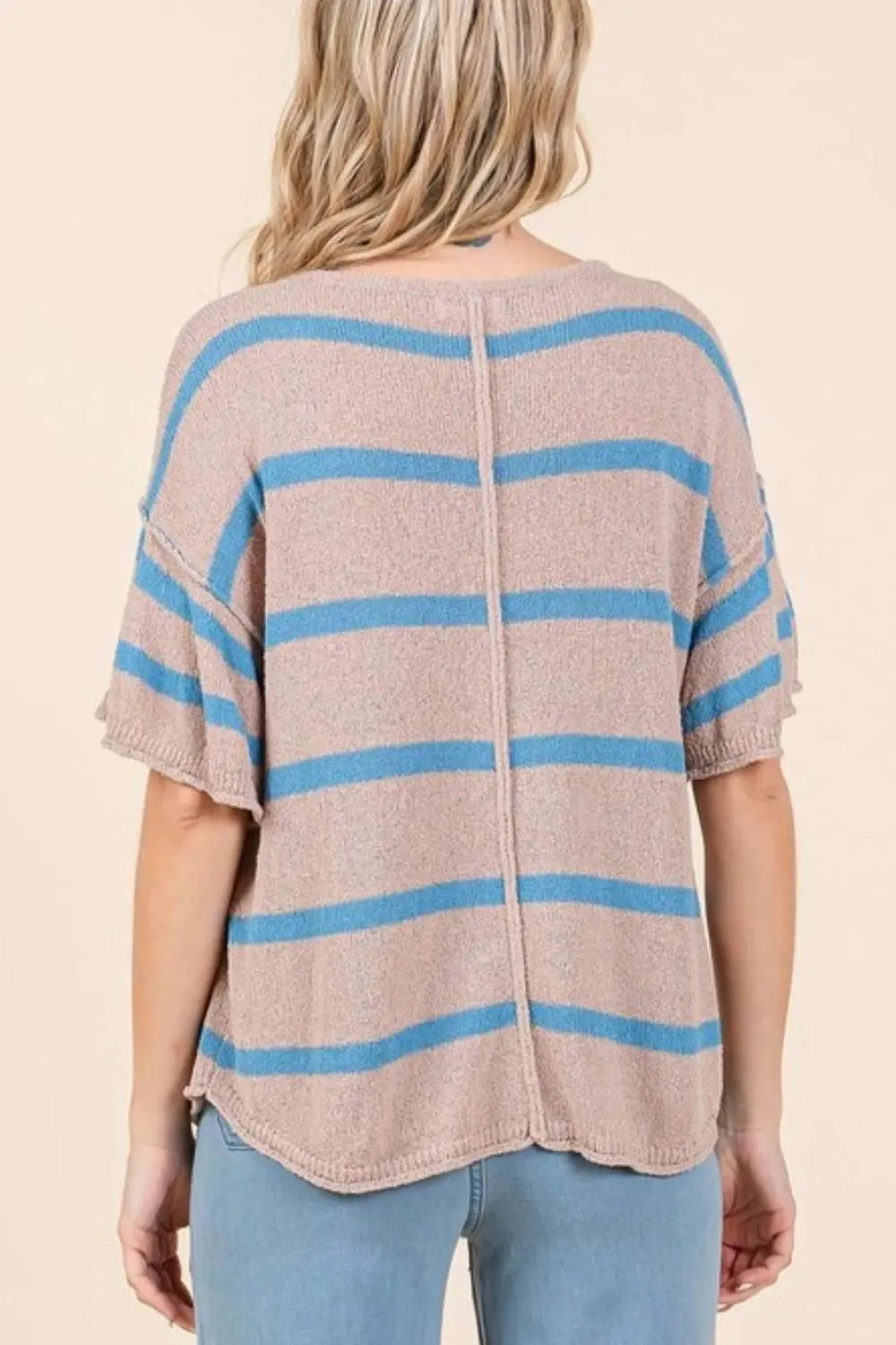 Mittoshop Striped Flounce Sleeve Knit Top-Very Besty
