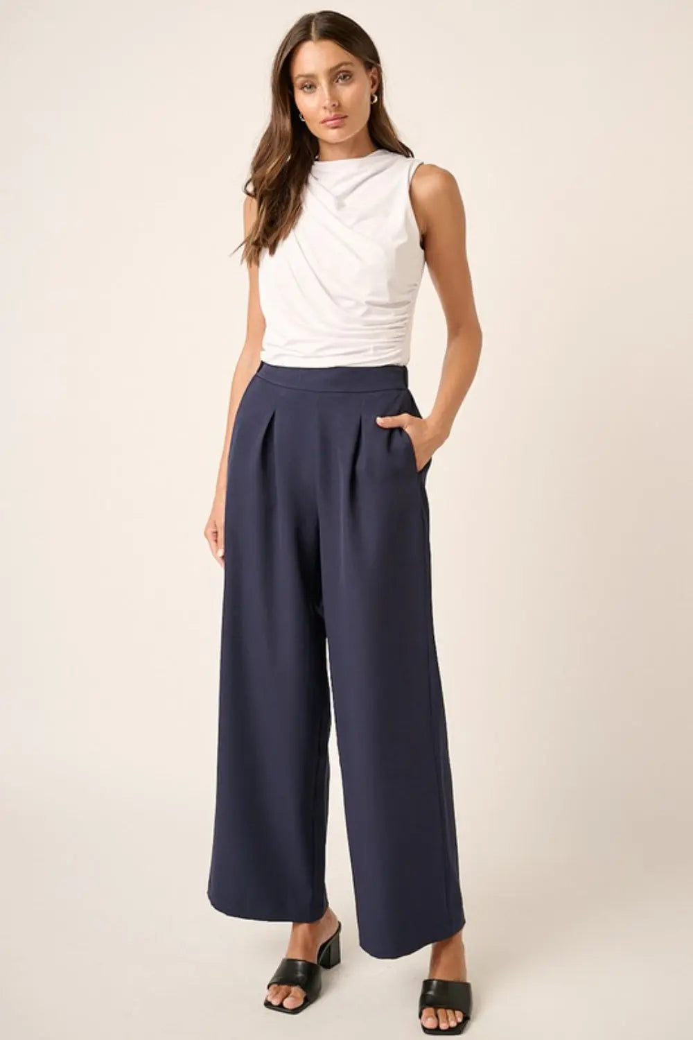 Mittoshop Inverted Pleat Detail Wide Leg Pants-Very Besty