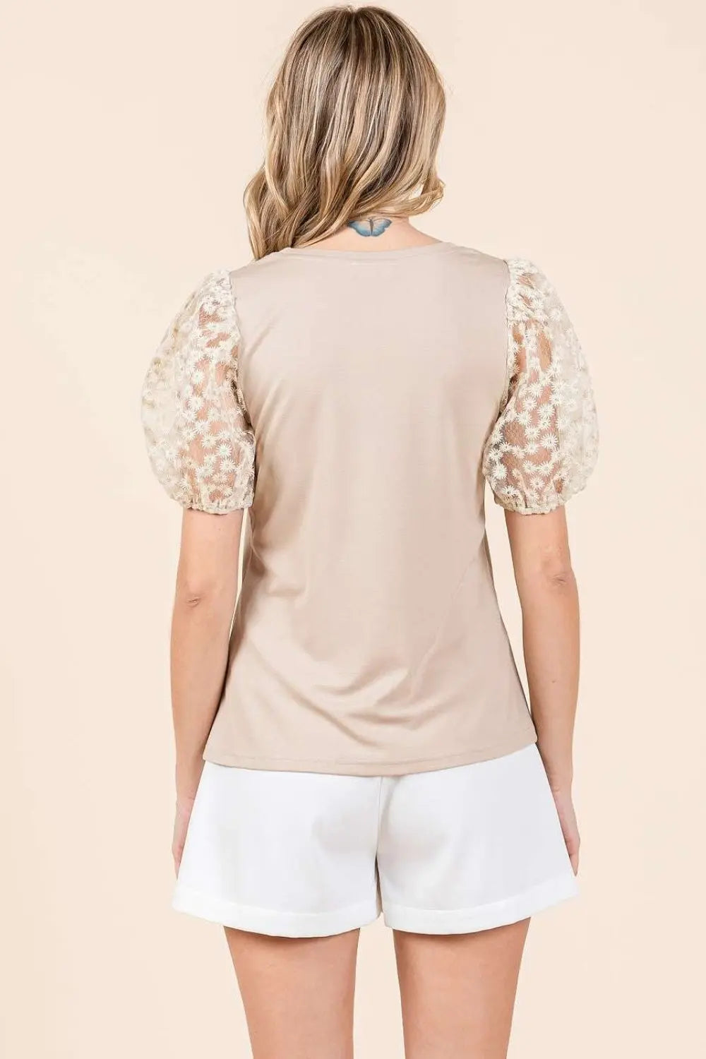 Mittoshop Round Neck Puff Short Sleeve Top-Very Besty