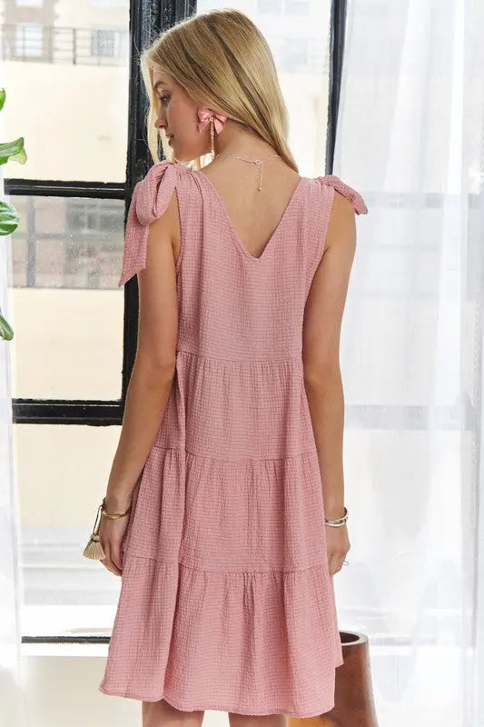ADORA V-Neck Tie Shoulder Dress-Very Besty