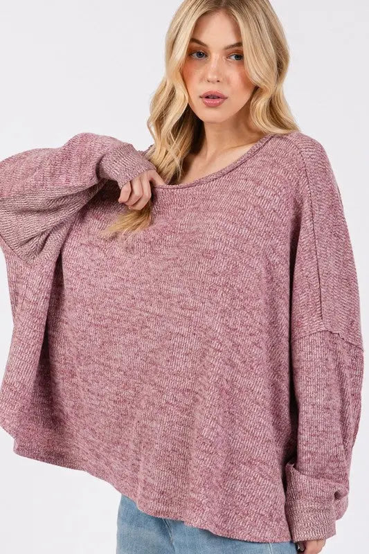 SAGE + FIG Round Neck Batwing Sleeve Oversize Top-Very Besty