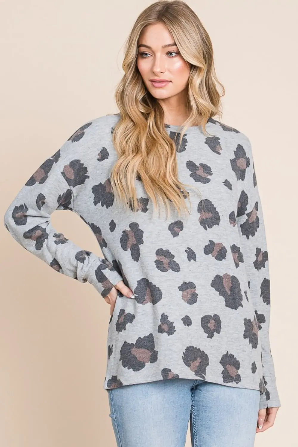 BOMBOM Leopard Drop Shoulder T-Shirt-Very Besty