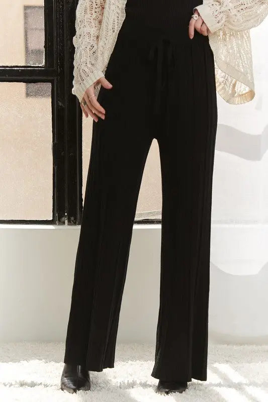 ADORA Tied Wide Leg Knit Pants-Very Besty