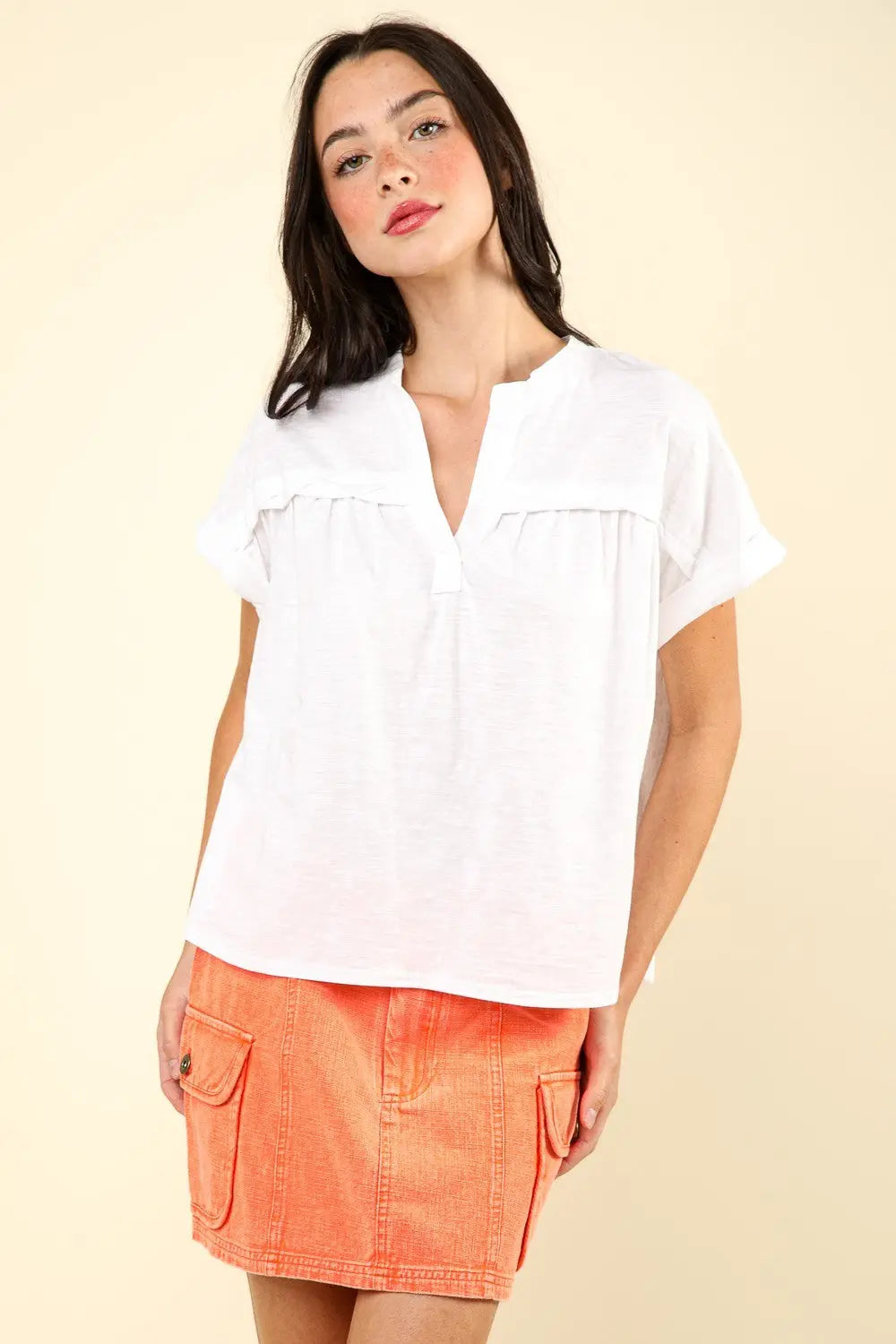 VERY J Nochted Short Sleeve Washed T-Shirt-Very Besty