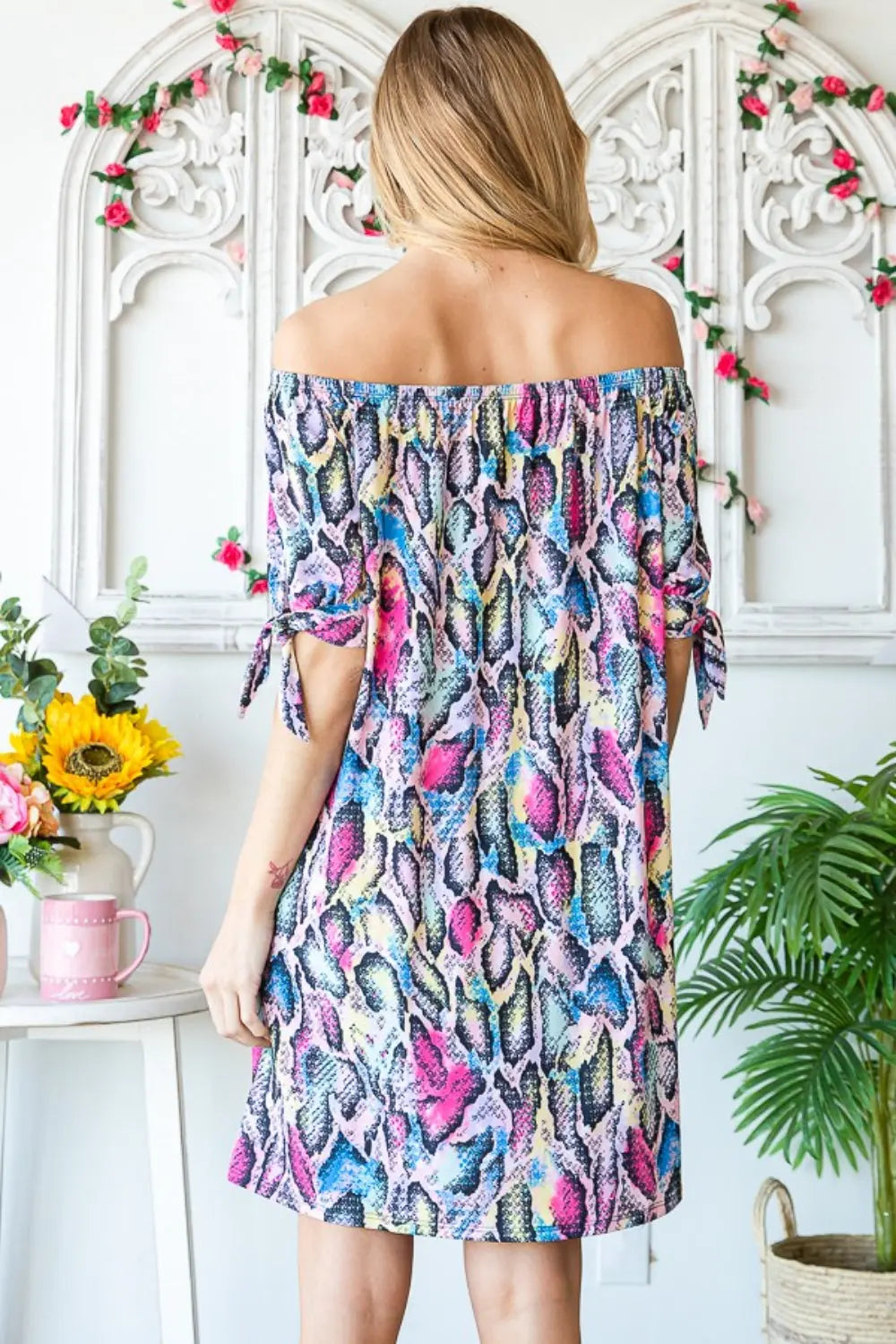 Heimish Full Size Off Shoulder Snake Mini Dress-Very Besty