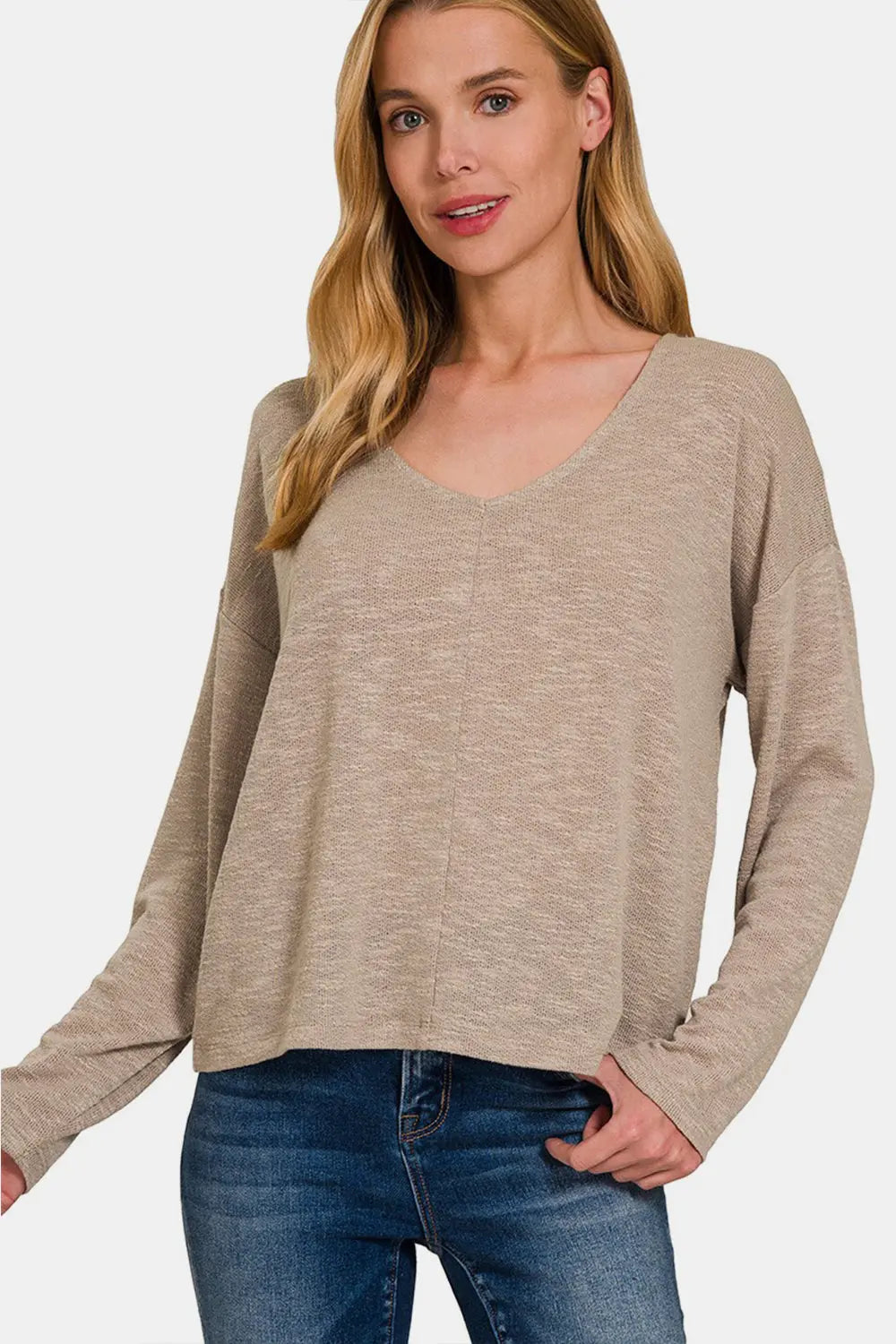 Zenana Dropped Shoulder Long Sleeve T-Shirt-Very Besty
