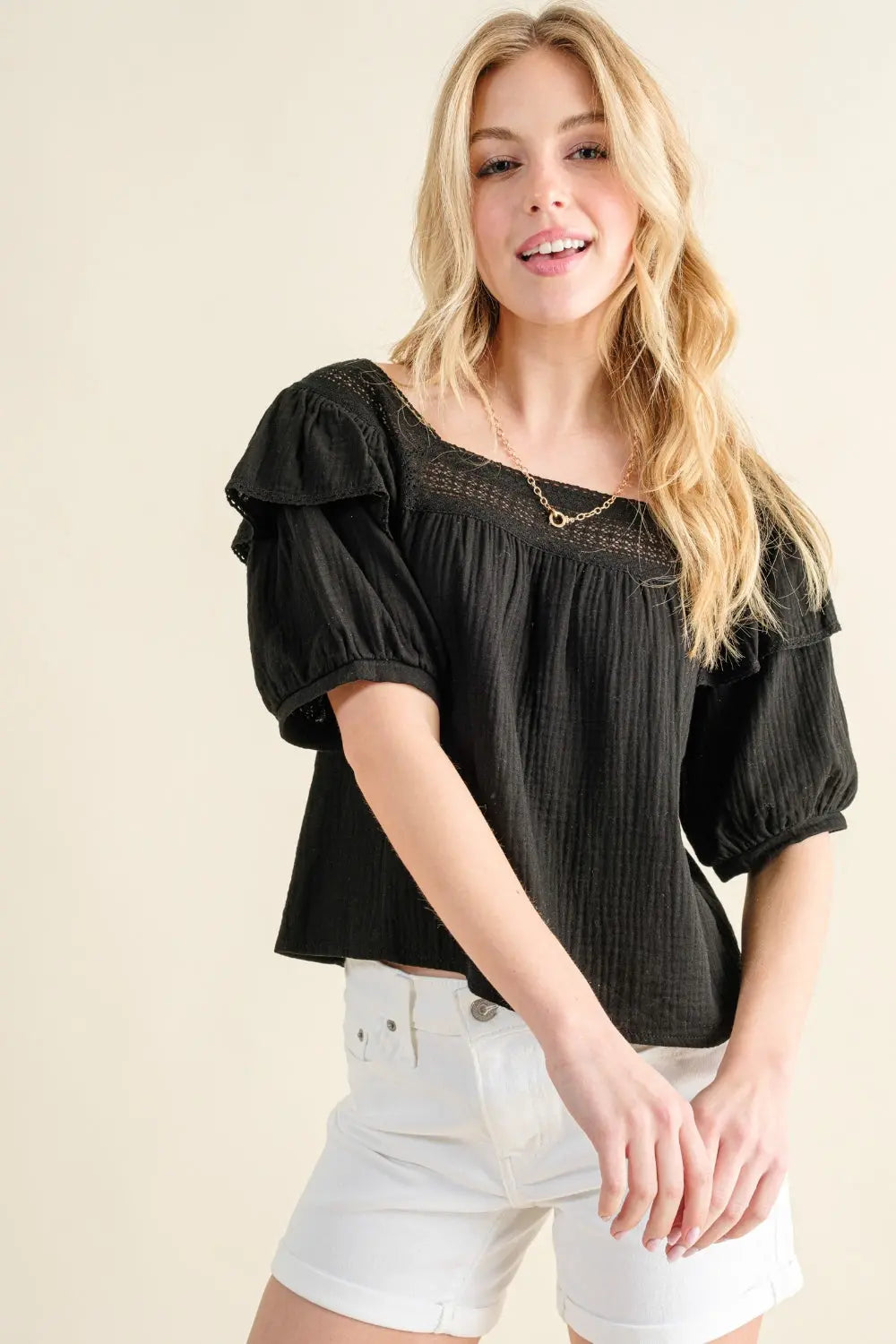 And The Why Square Neck Ruffled Blouse-Very Besty