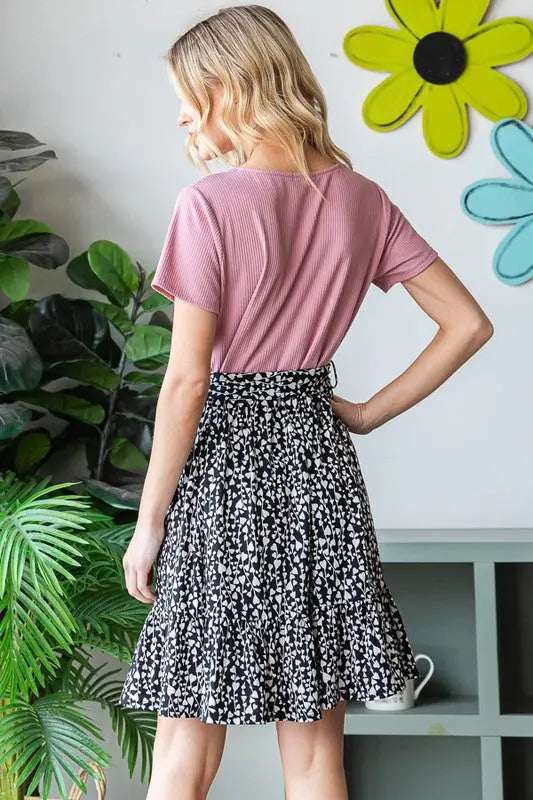 Heimish Full Size Short Sleeve Solid And Animal Print Mini Dress Plus Size-Very Besty