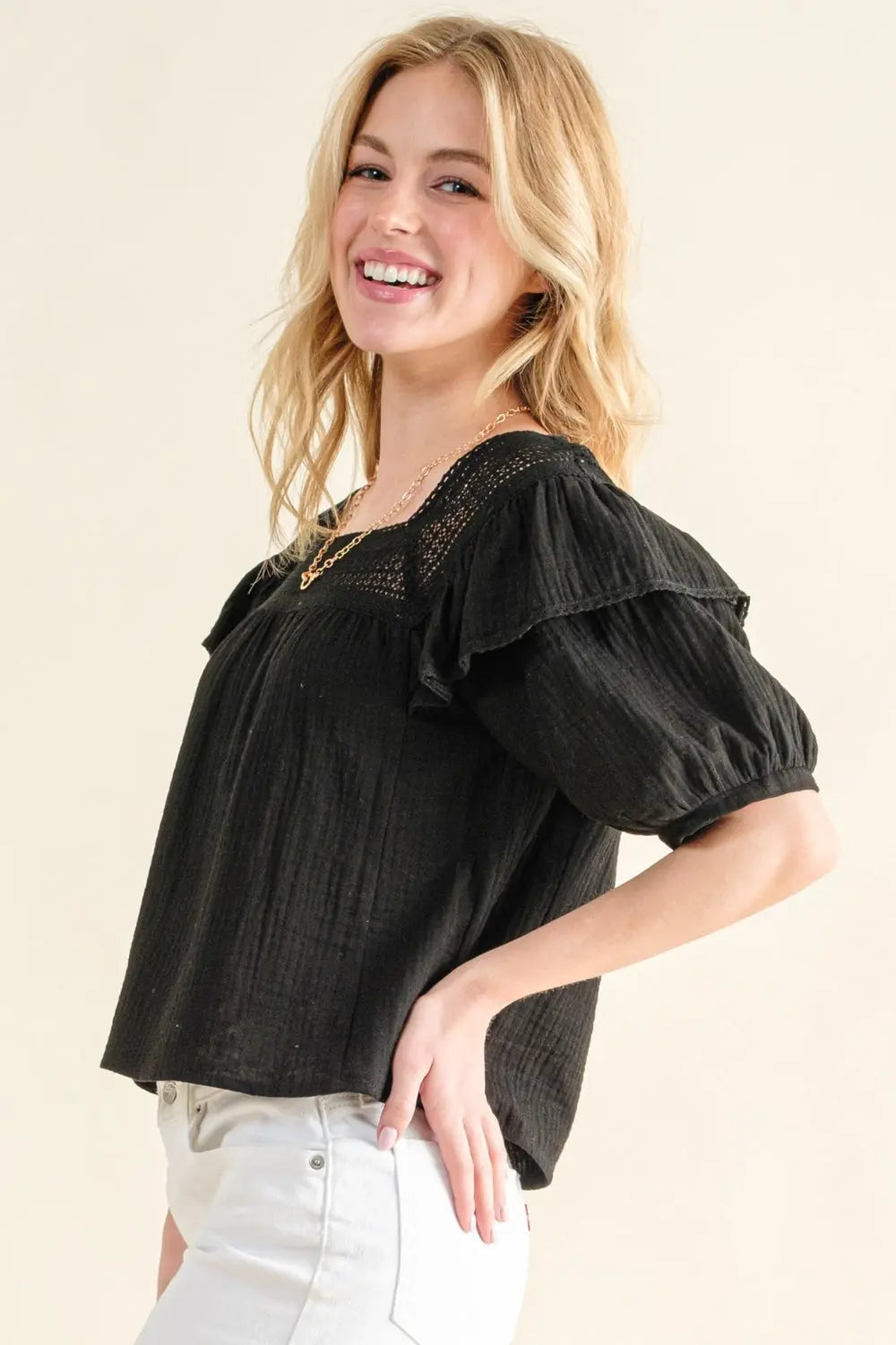 And The Why Square Neck Ruffled Blouse-Very Besty