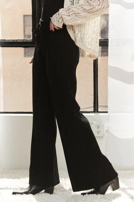 ADORA Tied Wide Leg Knit Pants-Very Besty