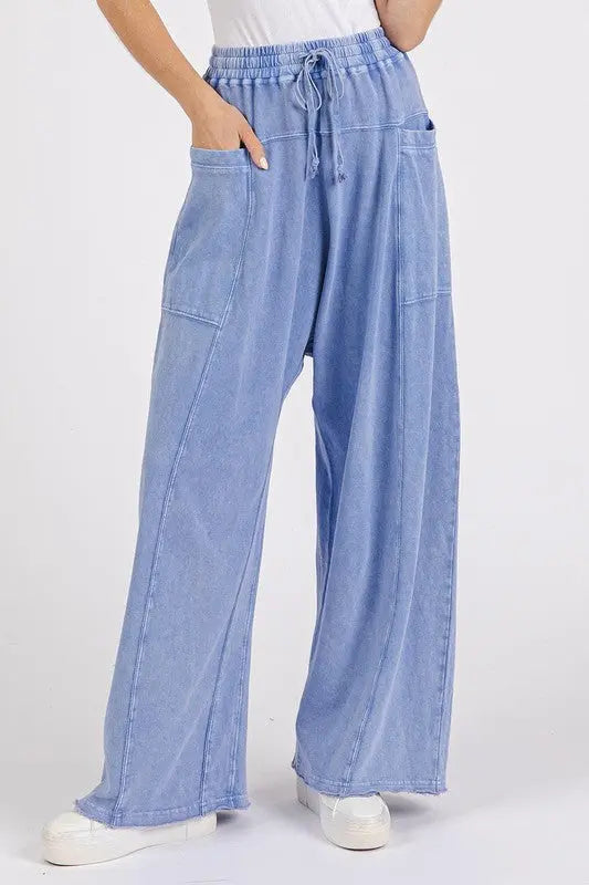 Mittoshop Mineral Wash Elastic Waist Baarrel Leg Baggy Pants-Very Besty