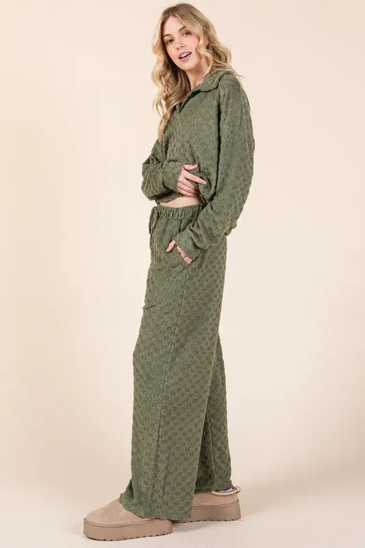 BOMBOM Tied Checkered Wide Leg Pants-Very Besty