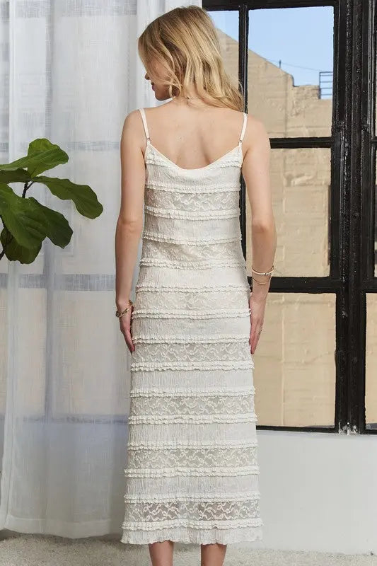 ADORA Lace Scoop Neck Midi Cami Dress-Very Besty