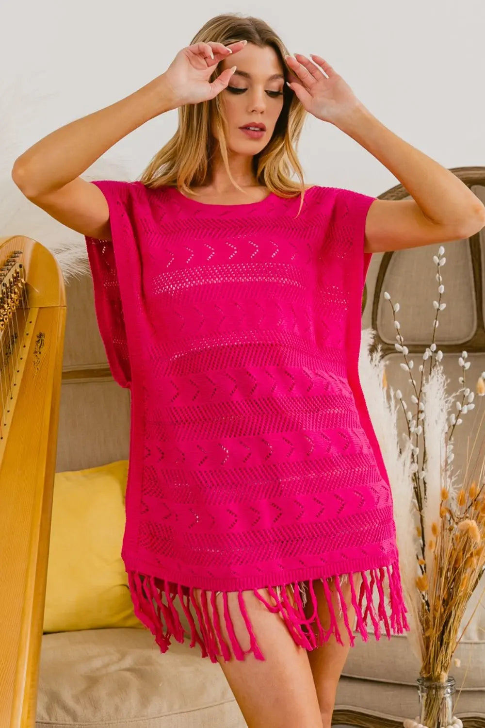 BiBi Fringed Hem Knit Top-Very Besty