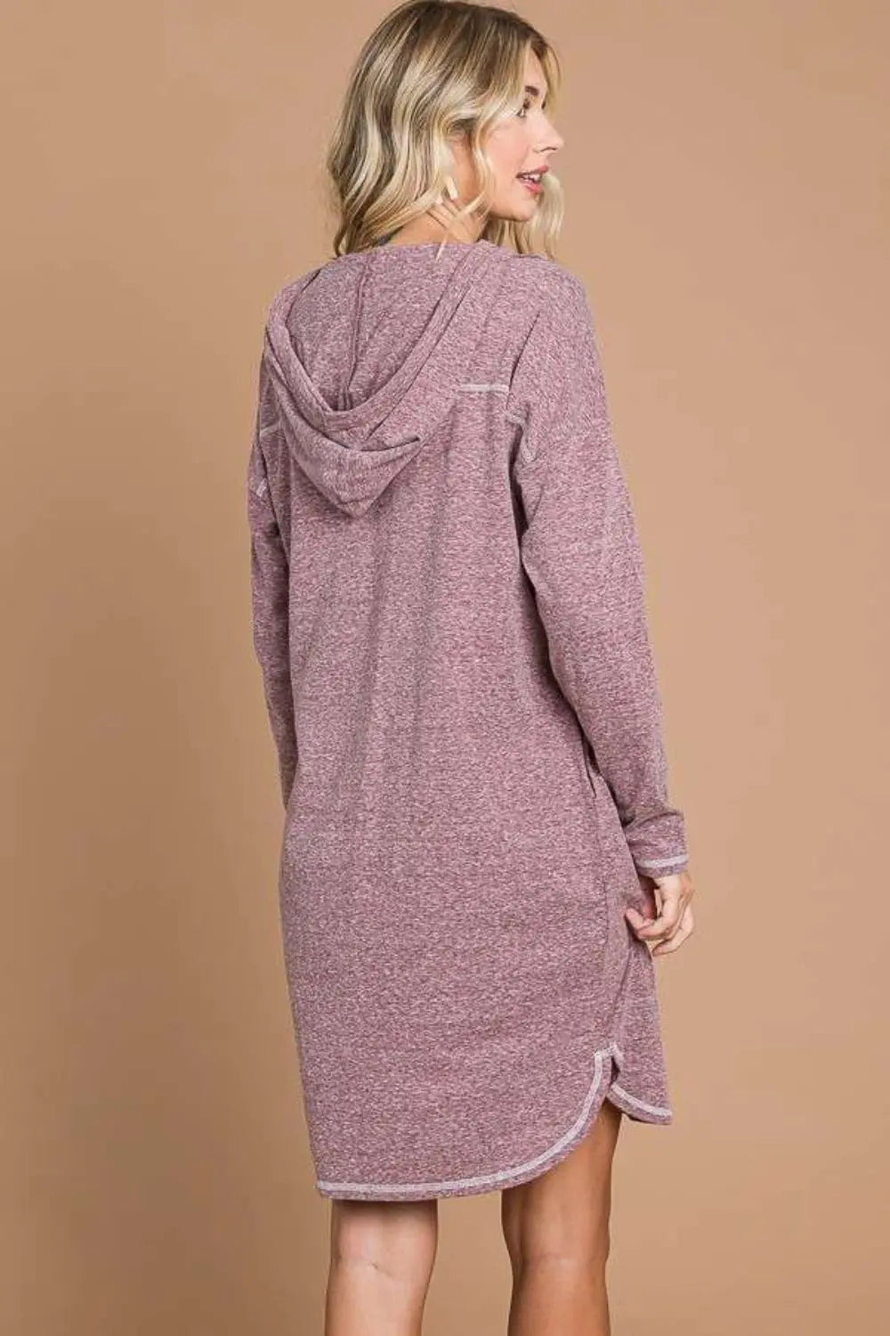 Culture Code Full Size Hooded Long Sleeve Sweater Dress-Very Besty