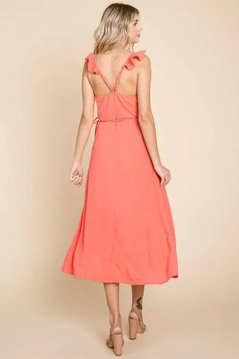 Culture Code Ruffle Detail Surplice Wrap Slip Dress-Very Besty