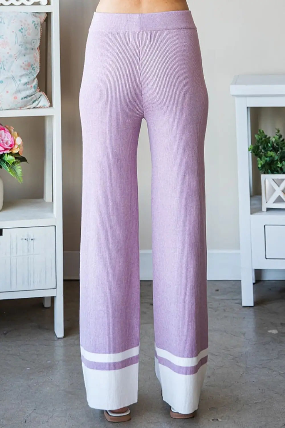 First Love Contrast Ribbed Knit Pants-Very Besty