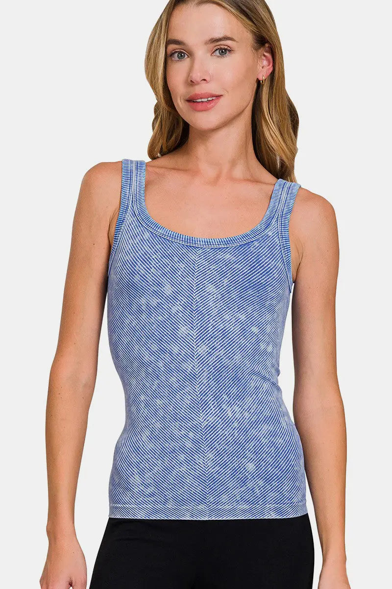 Zenana Ribbed Scoop Neck Tank-Very Besty
