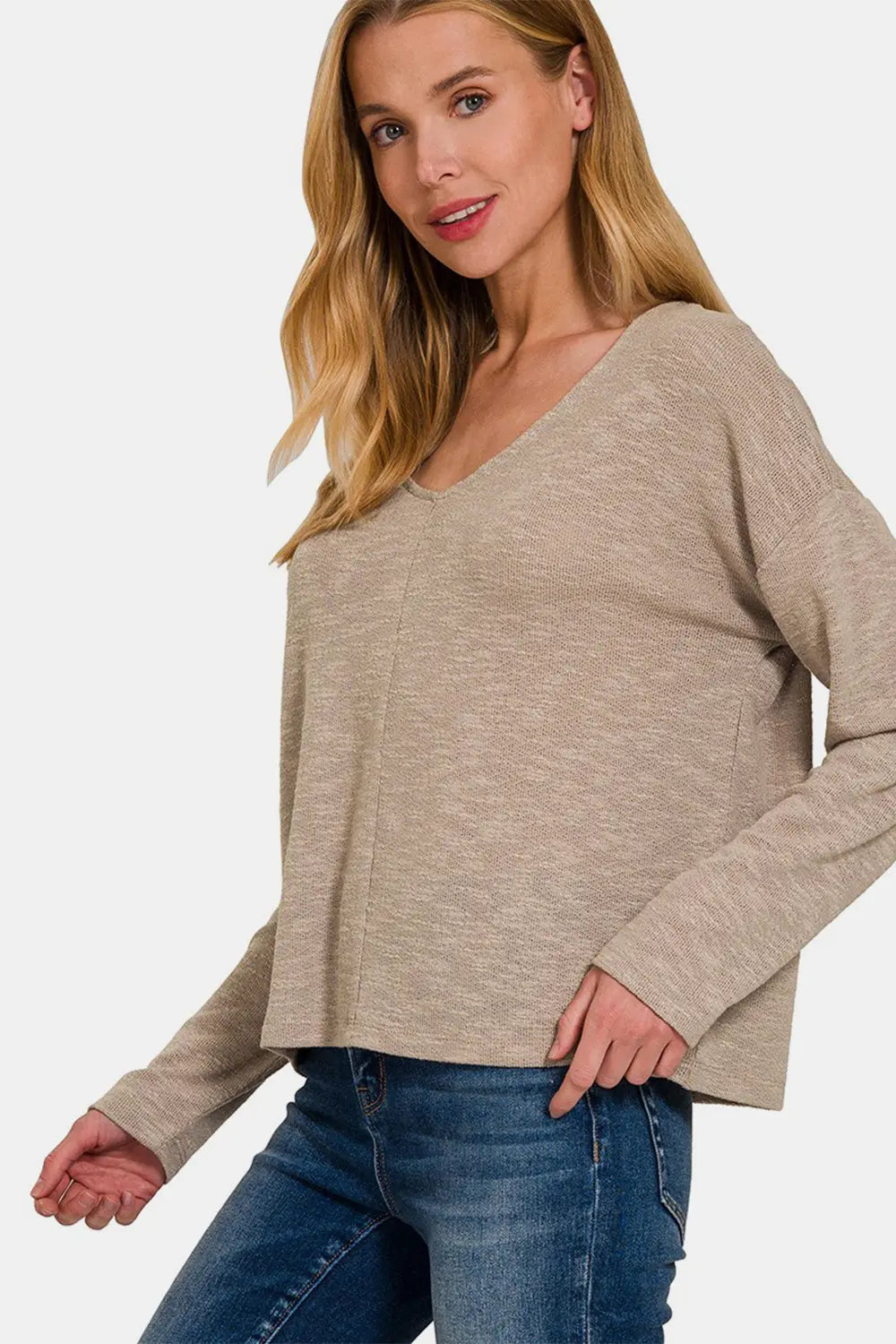 Zenana Dropped Shoulder Long Sleeve T-Shirt-Very Besty