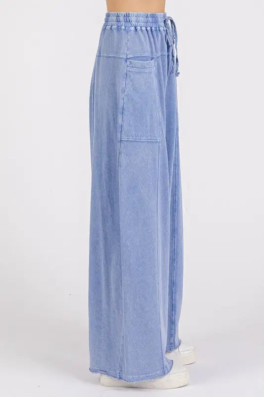 Mittoshop Mineral Wash Elastic Waist Baarrel Leg Baggy Pants-Very Besty
