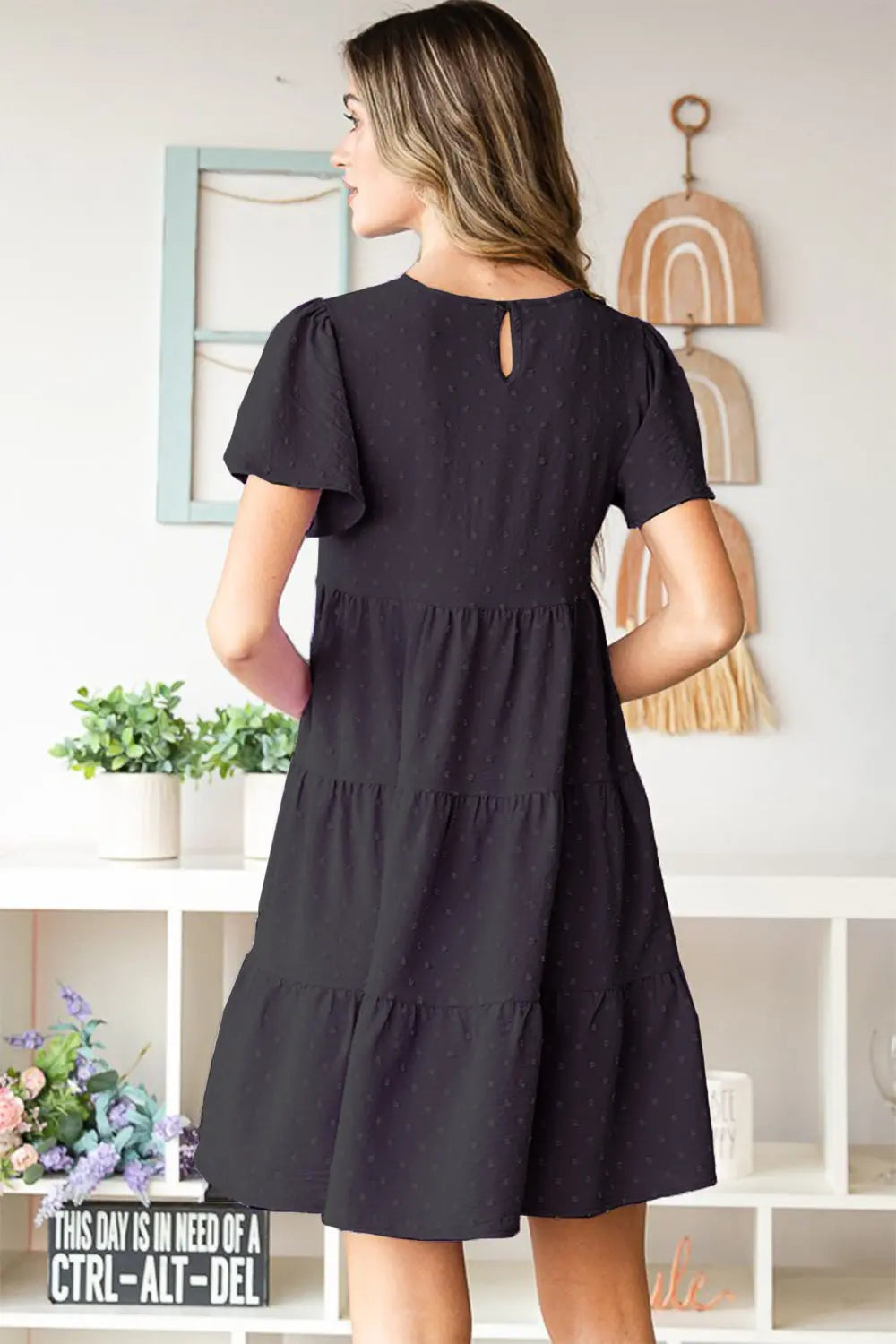Heimish Swiss Dot Short Sleeve Tiered Dress-Very Besty