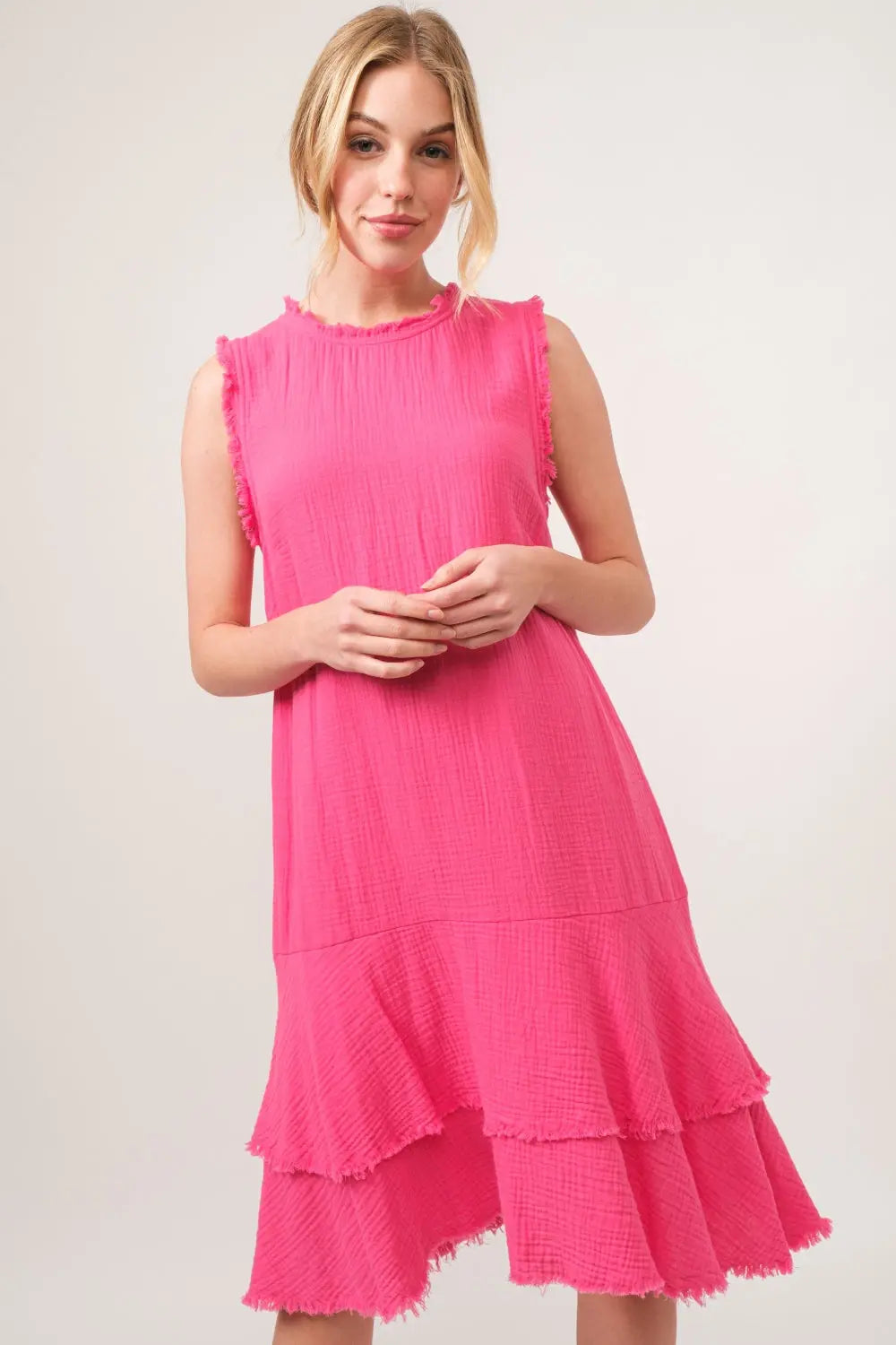 And The Why Washed Fringe Detail Tiered Dress-Very Besty
