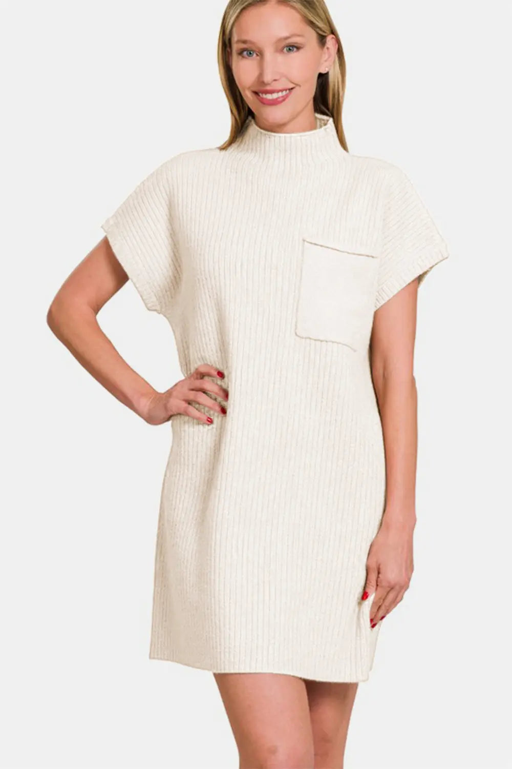 Zenana Short Sleeve Sweater Mini Dress-Very Besty