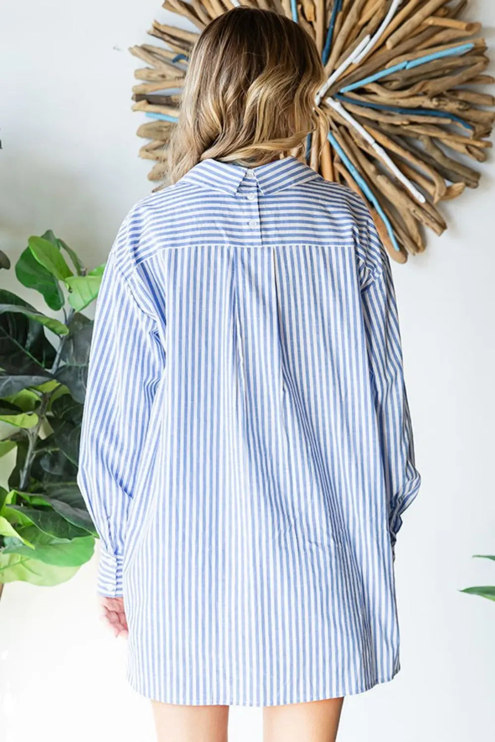 First Love Striped Button Down High-Low Hem Shirt-Very Besty