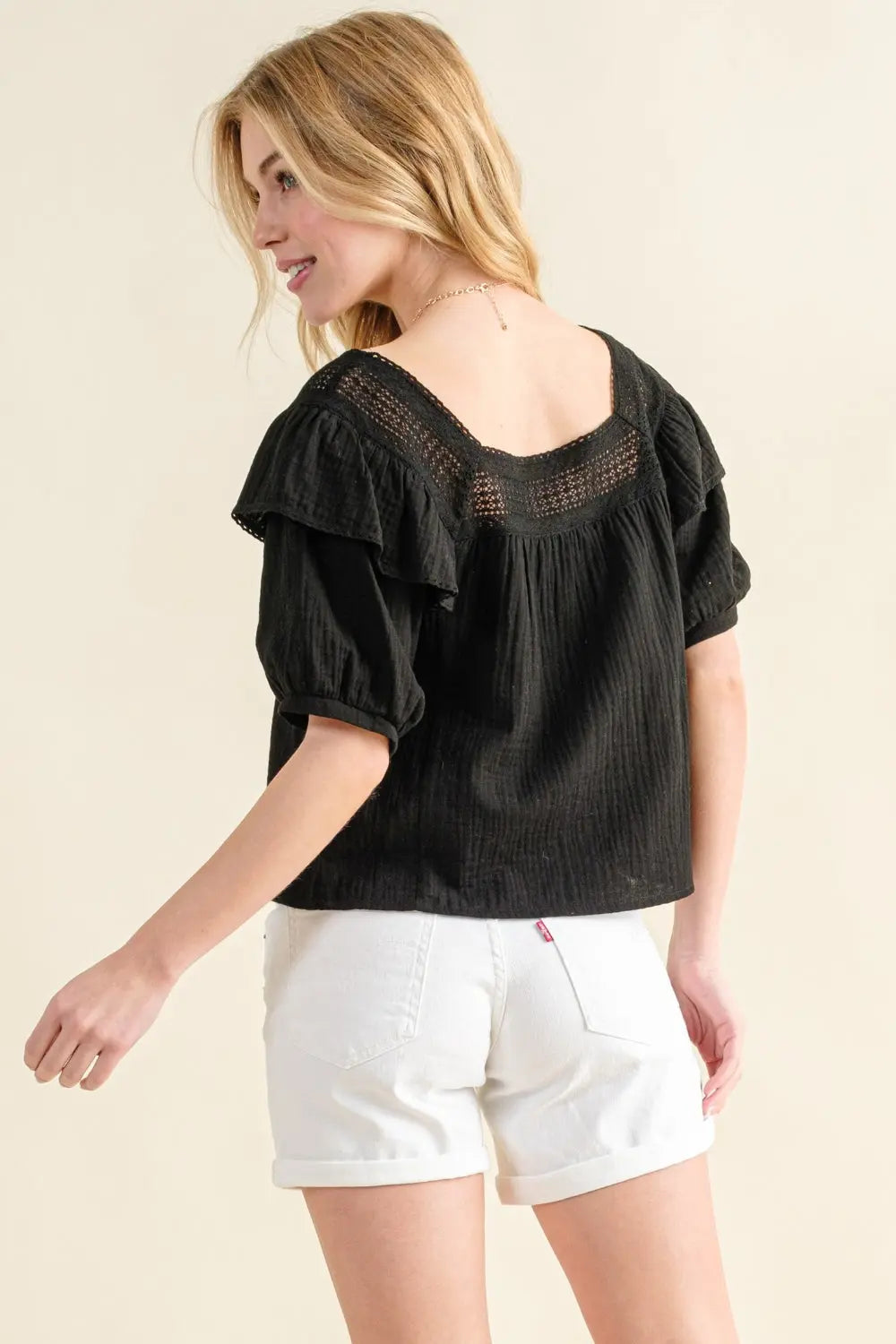 And The Why Square Neck Ruffled Blouse-Very Besty
