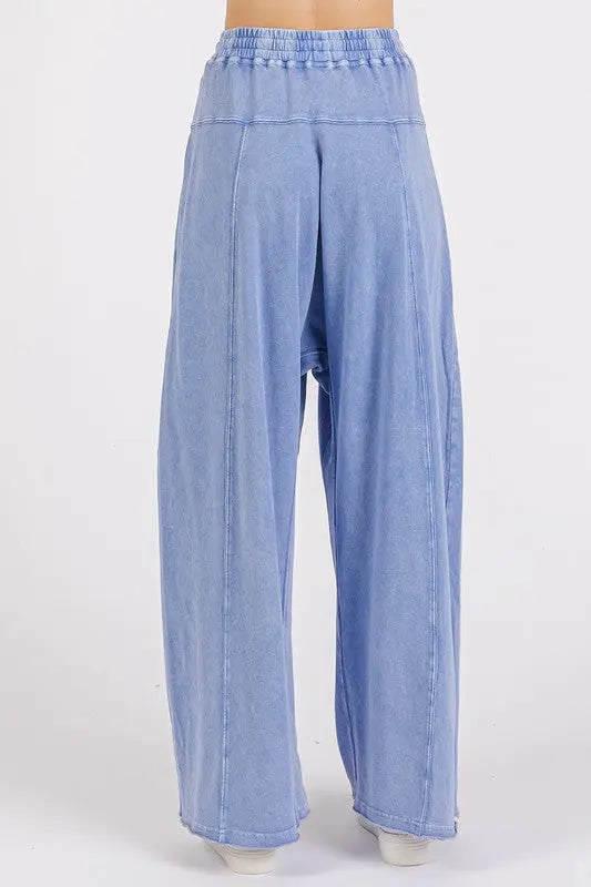 Mittoshop Mineral Wash Elastic Waist Baarrel Leg Baggy Pants-Very Besty