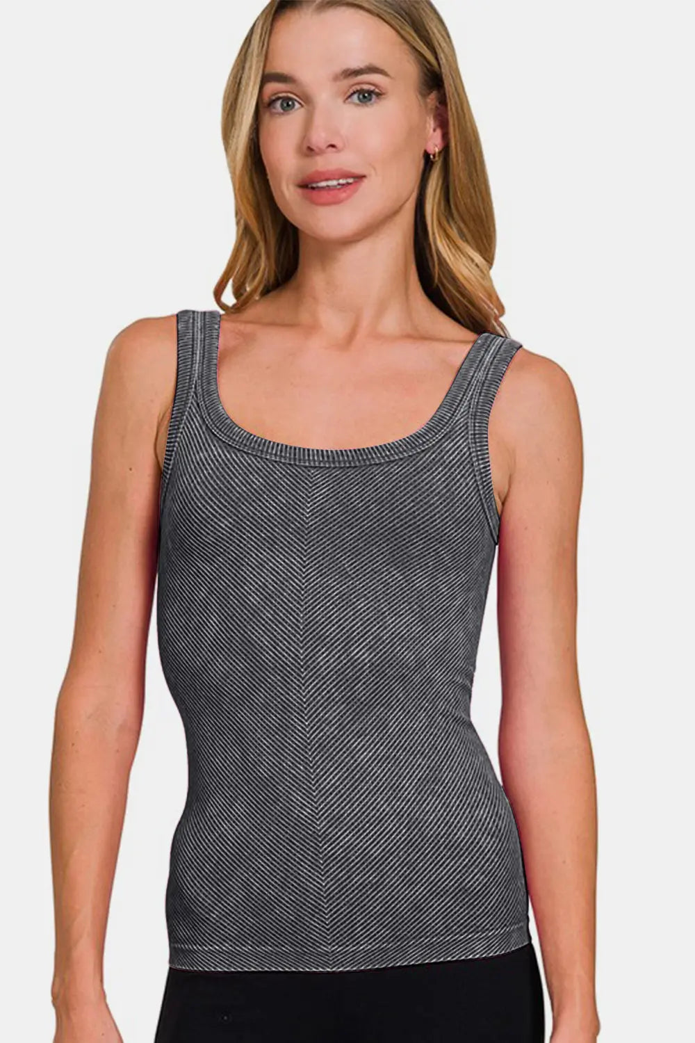 Zenana Ribbed Scoop Neck Tank-Very Besty