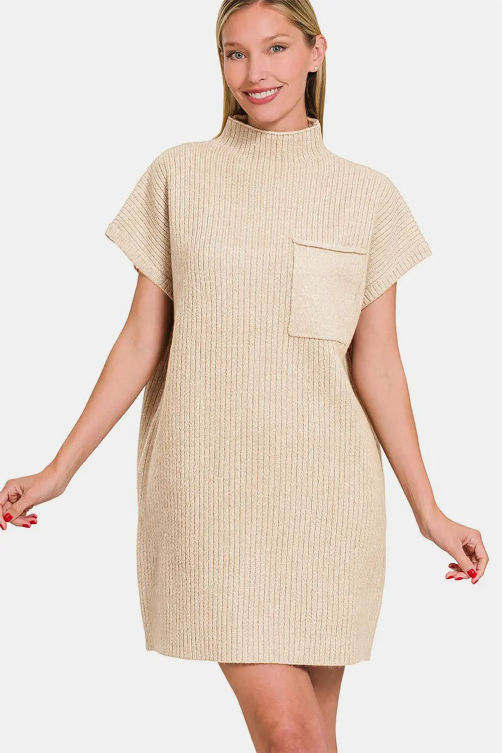 Zenana Short Sleeve Sweater Mini Dress-Very Besty