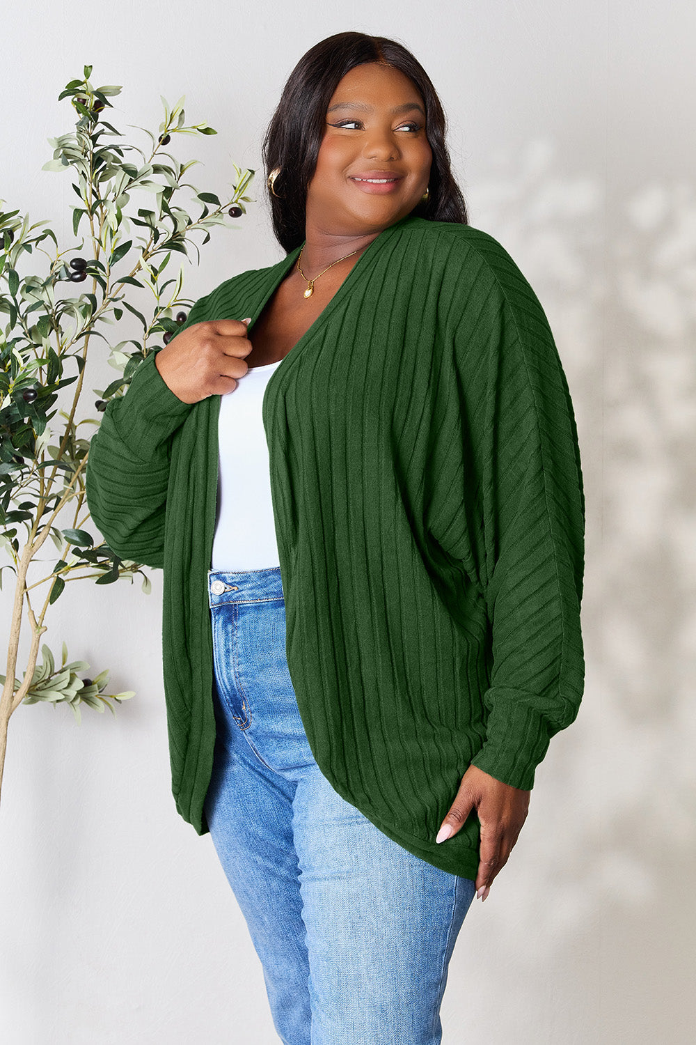 Basic Bae Full Size Ribbed Cocoon Cardigan-Very Besty