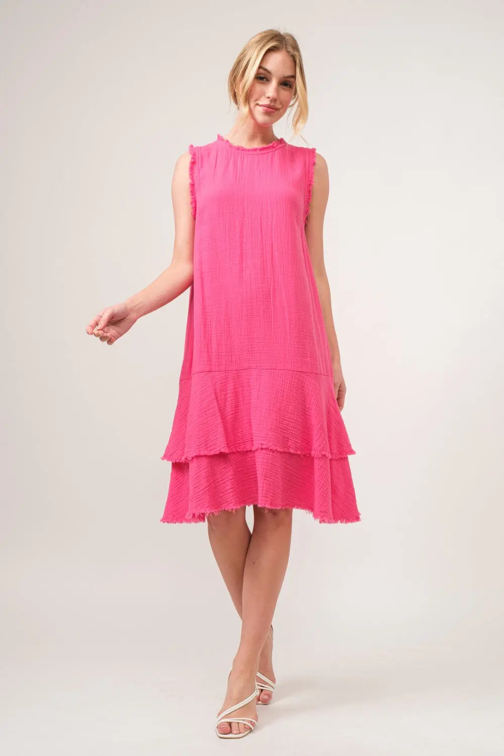 And The Why Washed Fringe Detail Tiered Dress-Very Besty