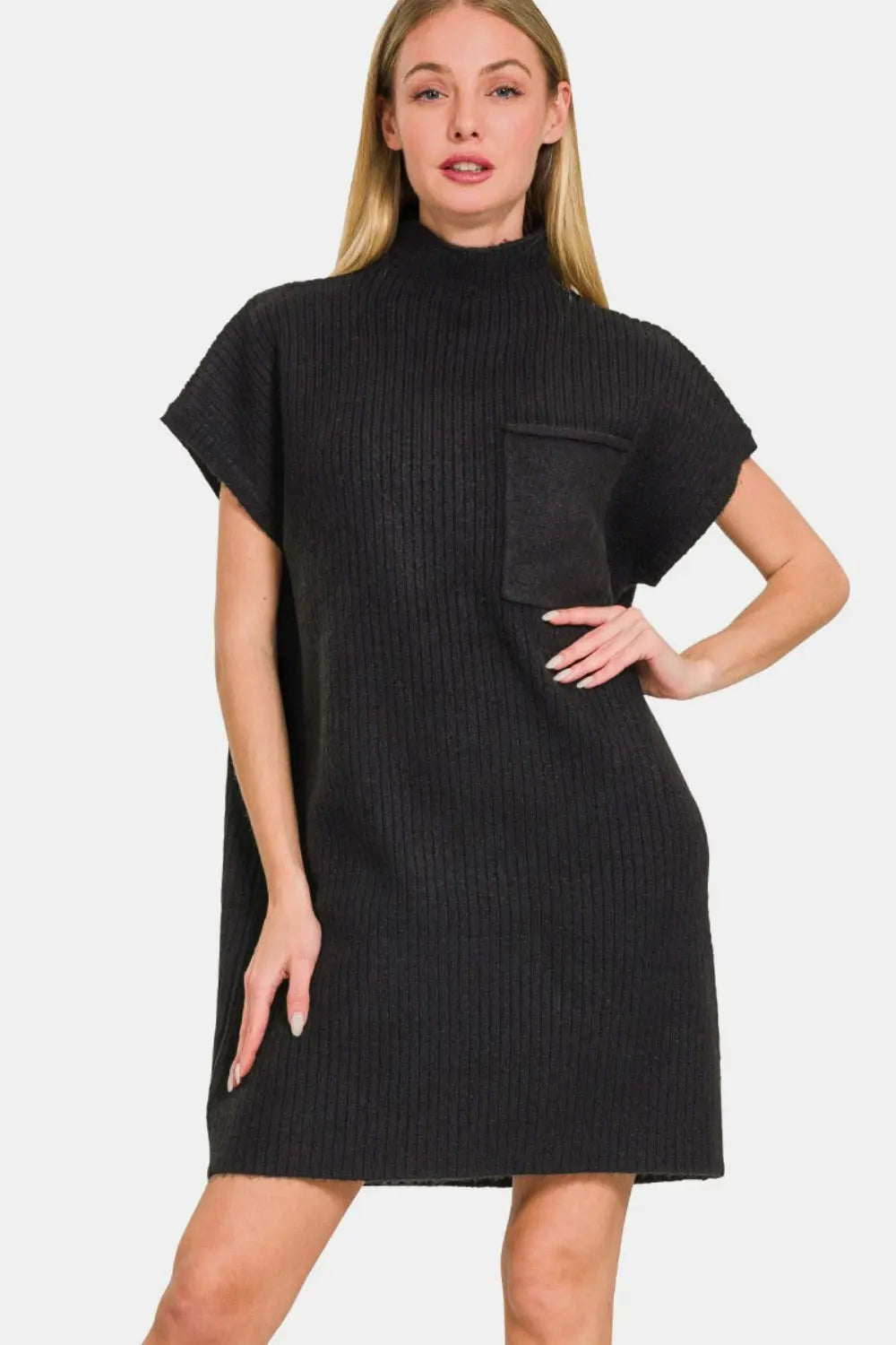 Zenana Short Sleeve Sweater Mini Dress-Very Besty