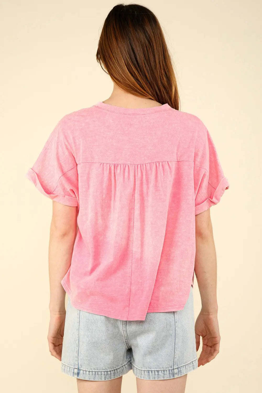 VERY J Nochted Short Sleeve Washed T-Shirt-Very Besty