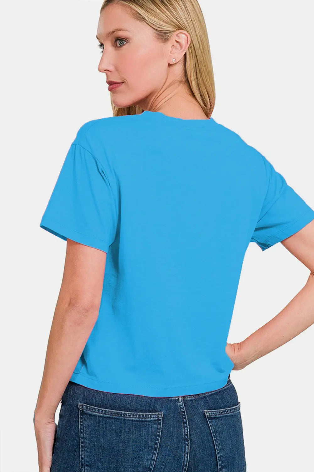 Zenana Round Neck Short Sleeve Cropped T-Shirt-Very Besty