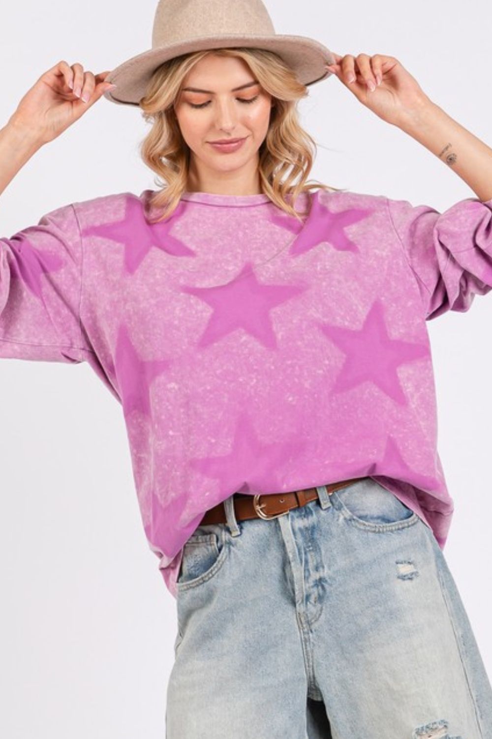SAGE + FIG Mineral Wash Star Pattern T-Shirt-Very Besty