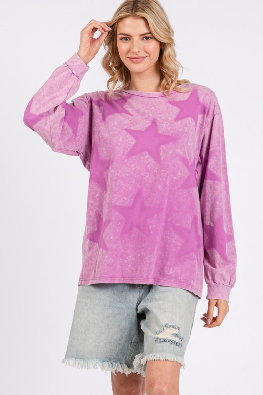 SAGE + FIG Mineral Wash Star Pattern T-Shirt-Very Besty
