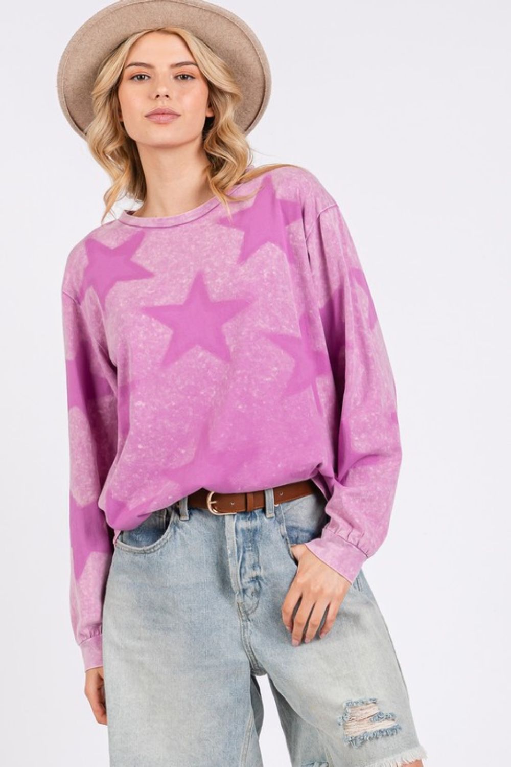 SAGE + FIG Mineral Wash Star Pattern T-Shirt-Very Besty