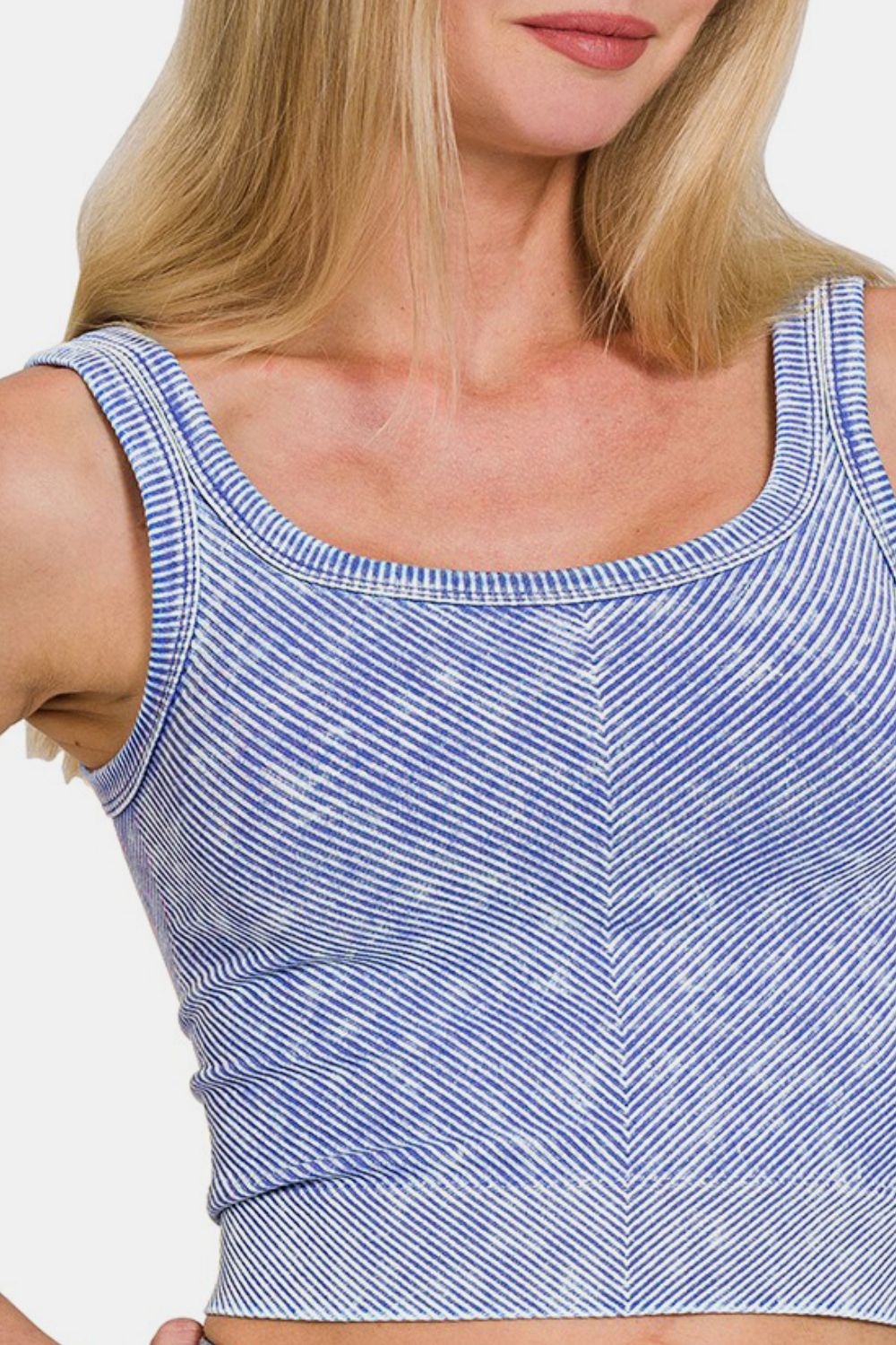 Zenana Washed Ribbed Scoop Neck Wide Strap Tank-Very Besty