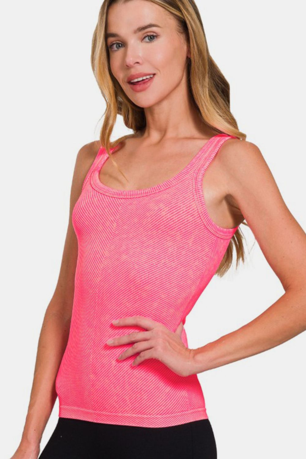 Zenana Ribbed Scoop Neck Tank-Very Besty