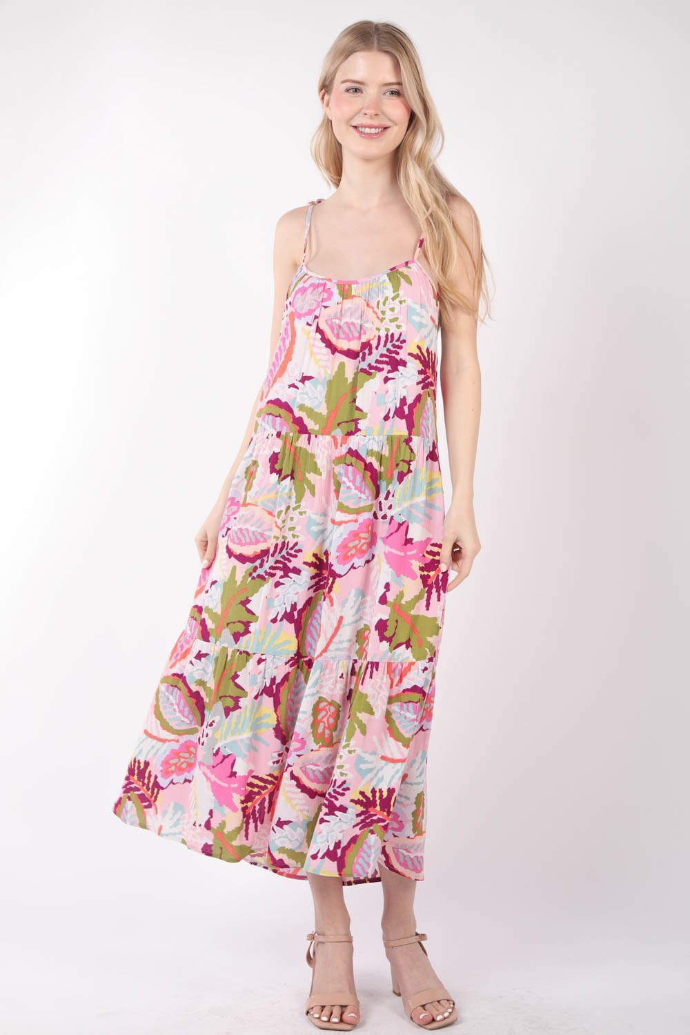 VERY J Tropical Printed Cami Midi Dress-Very Besty