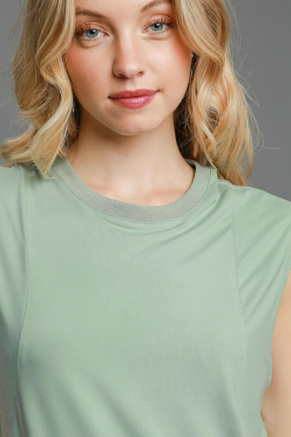 Umgee Round Neck Sleeveless High-Low Curved Hemline Mini Dress-Very Besty